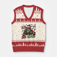 Funny Bigfoot Santa Tis The Season For Six Seven Meme V-Neck Knit Sweater Vest Xmas Gift - Wonder Print Shop