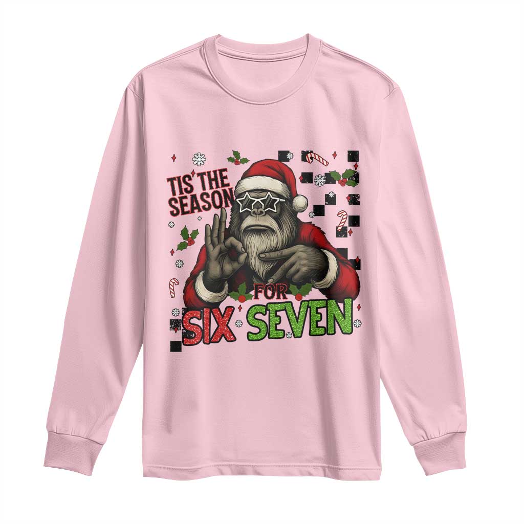 Funny Bigfoot Santa Tis The Season For Six Seven Meme Long Sleeve Shirt Christmas Gift - Wonder Print Shop