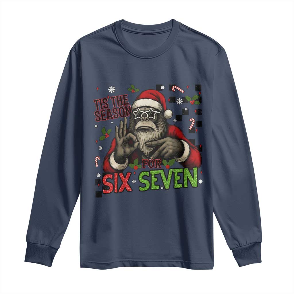 Funny Bigfoot Santa Tis The Season For Six Seven Meme Long Sleeve Shirt Christmas Gift - Wonder Print Shop