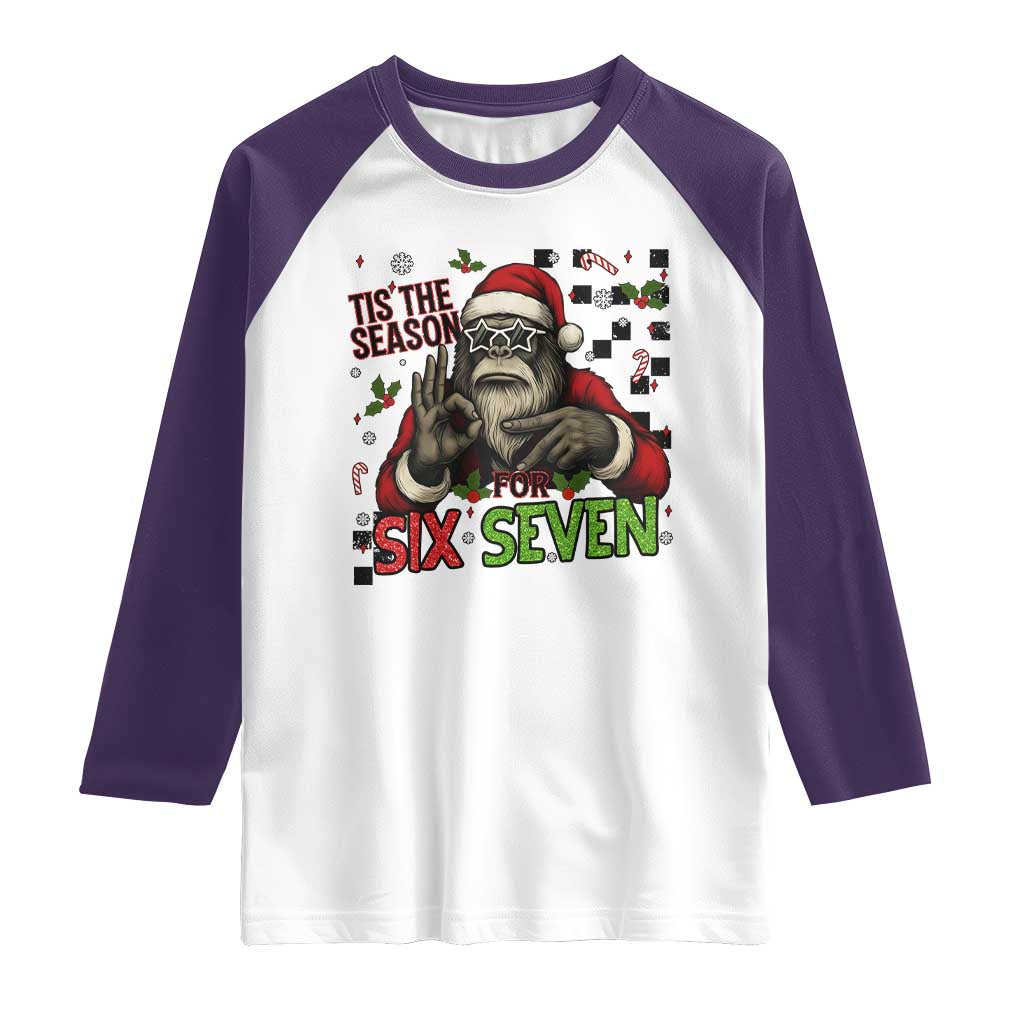 Funny Bigfoot Santa Tis The Season For Six Seven Meme Raglan Shirt Christmas Gift - Wonder Print Shop