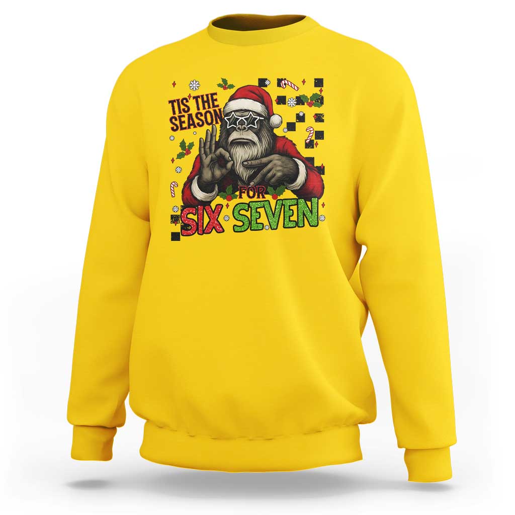 Funny Bigfoot Santa Tis The Season For Six Seven Meme Sweatshirt Christmas Gift - Wonder Print Shop