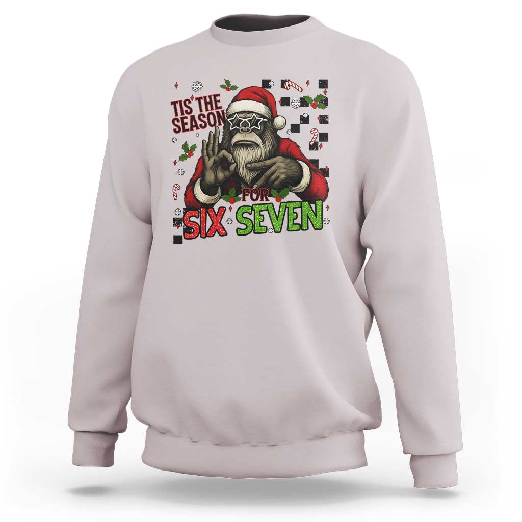 Funny Bigfoot Santa Tis The Season For Six Seven Meme Sweatshirt Christmas Gift - Wonder Print Shop