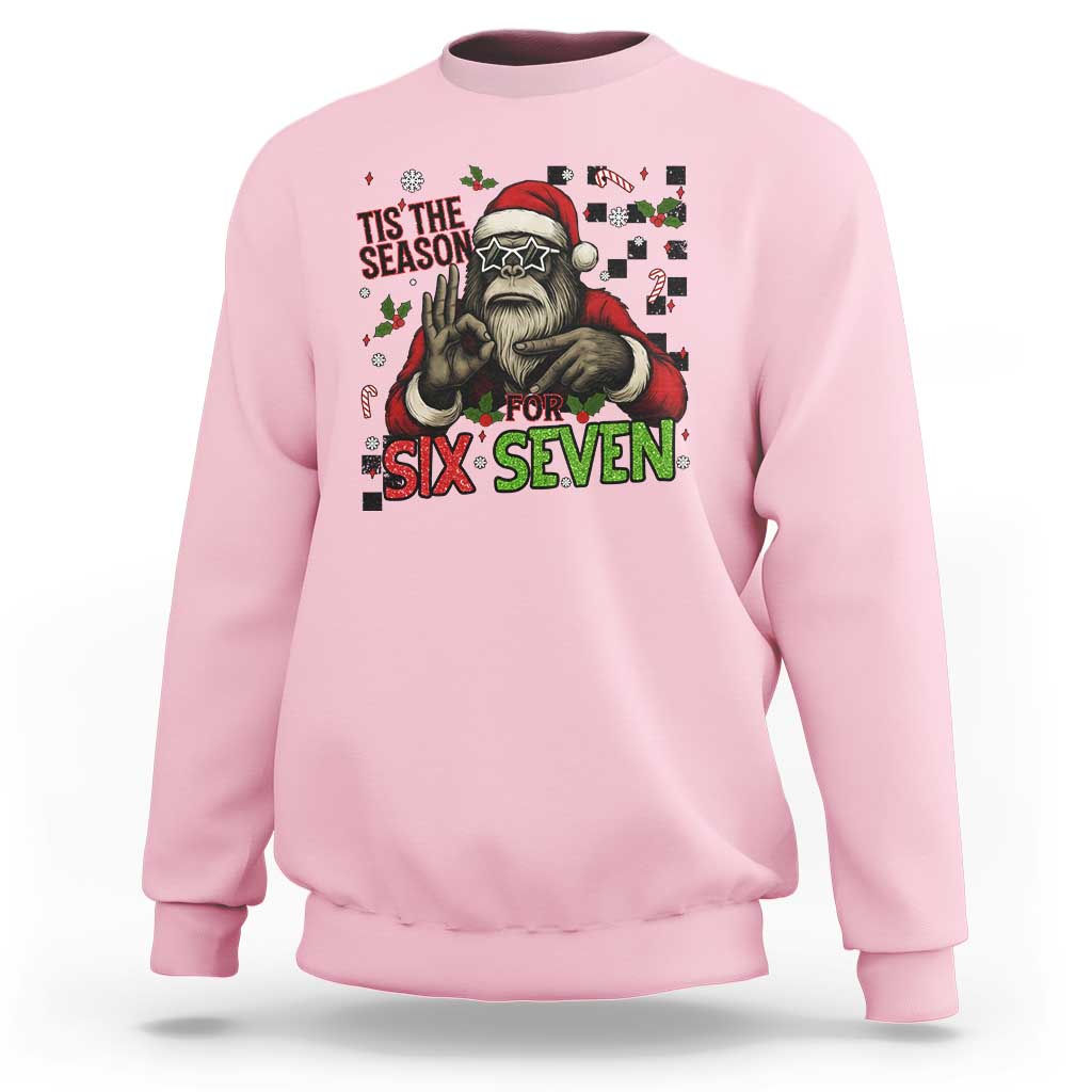Funny Bigfoot Santa Tis The Season For Six Seven Meme Sweatshirt Christmas Gift - Wonder Print Shop