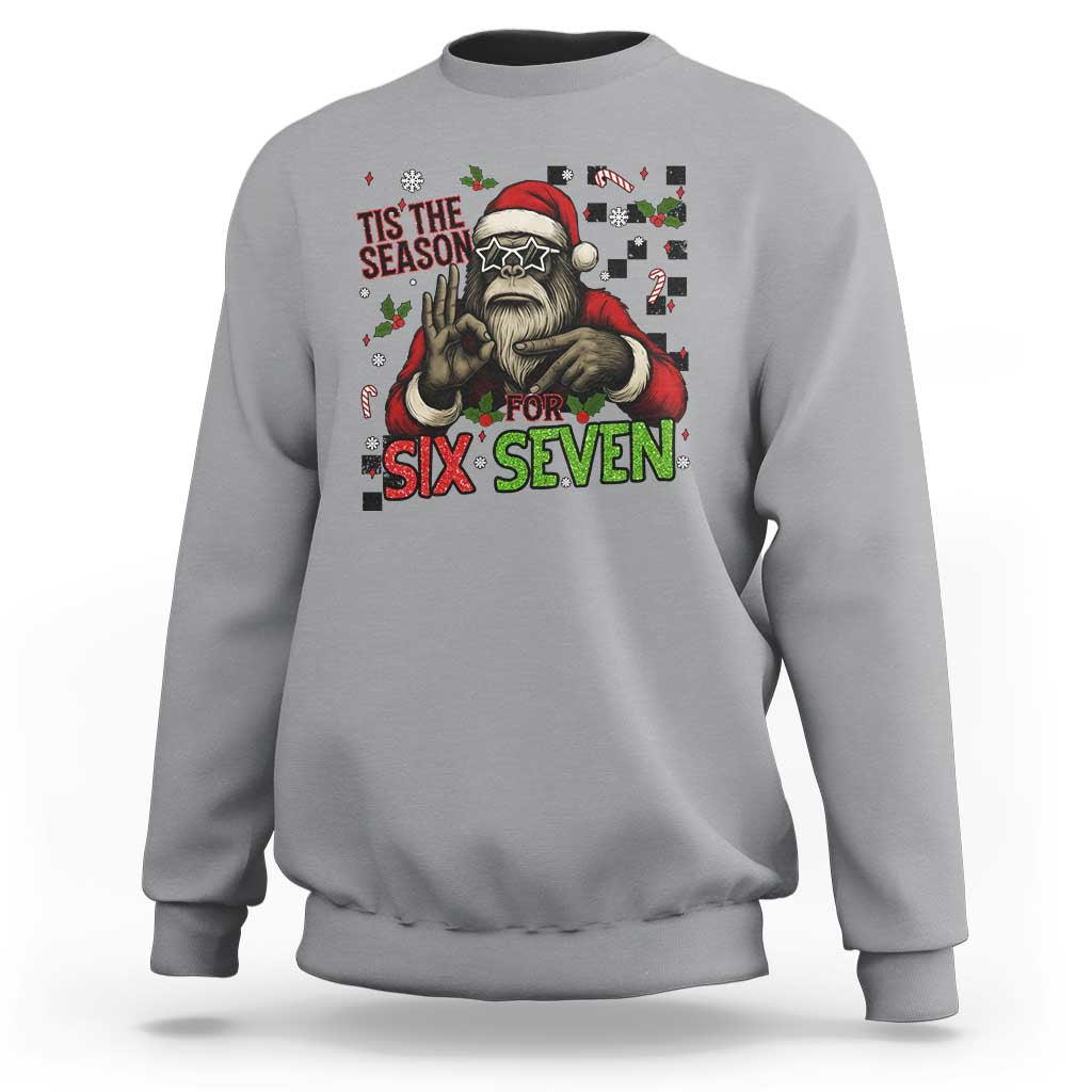Funny Bigfoot Santa Tis The Season For Six Seven Meme Sweatshirt Christmas Gift - Wonder Print Shop