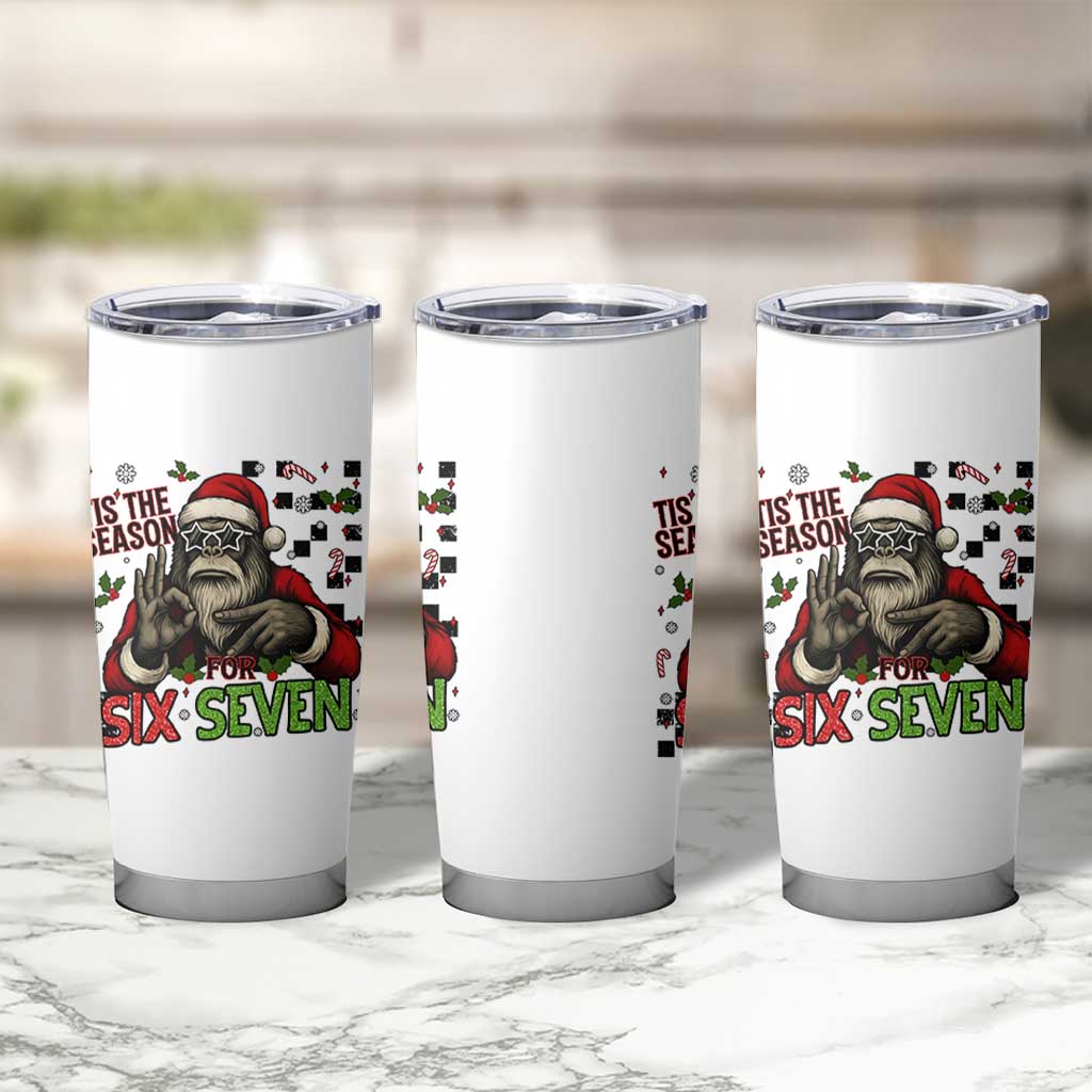 Funny Bigfoot Santa Tis The Season For Six Seven Meme Tumbler Cup Christmas Gift - Wonder Print Shop