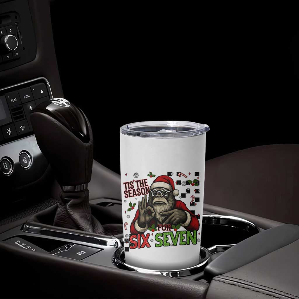 Funny Bigfoot Santa Tis The Season For Six Seven Meme Tumbler Cup Christmas Gift - Wonder Print Shop
