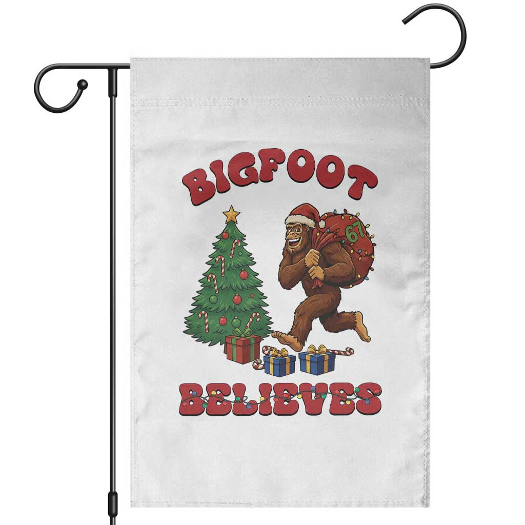 Funny Bigfoot Santa Believes Six Seven Meme Garden Flag Trendy Gen Z Xmas Gift - Wonder Print Shop
