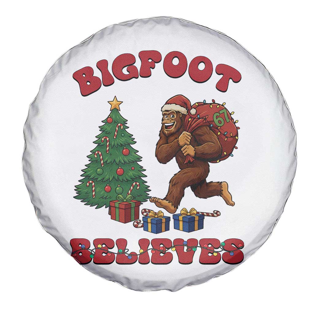 Funny Bigfoot Santa Believes Six Seven Meme Spare Tire Cover Trendy Gen Z Xmas Gift - Wonder Print Shop