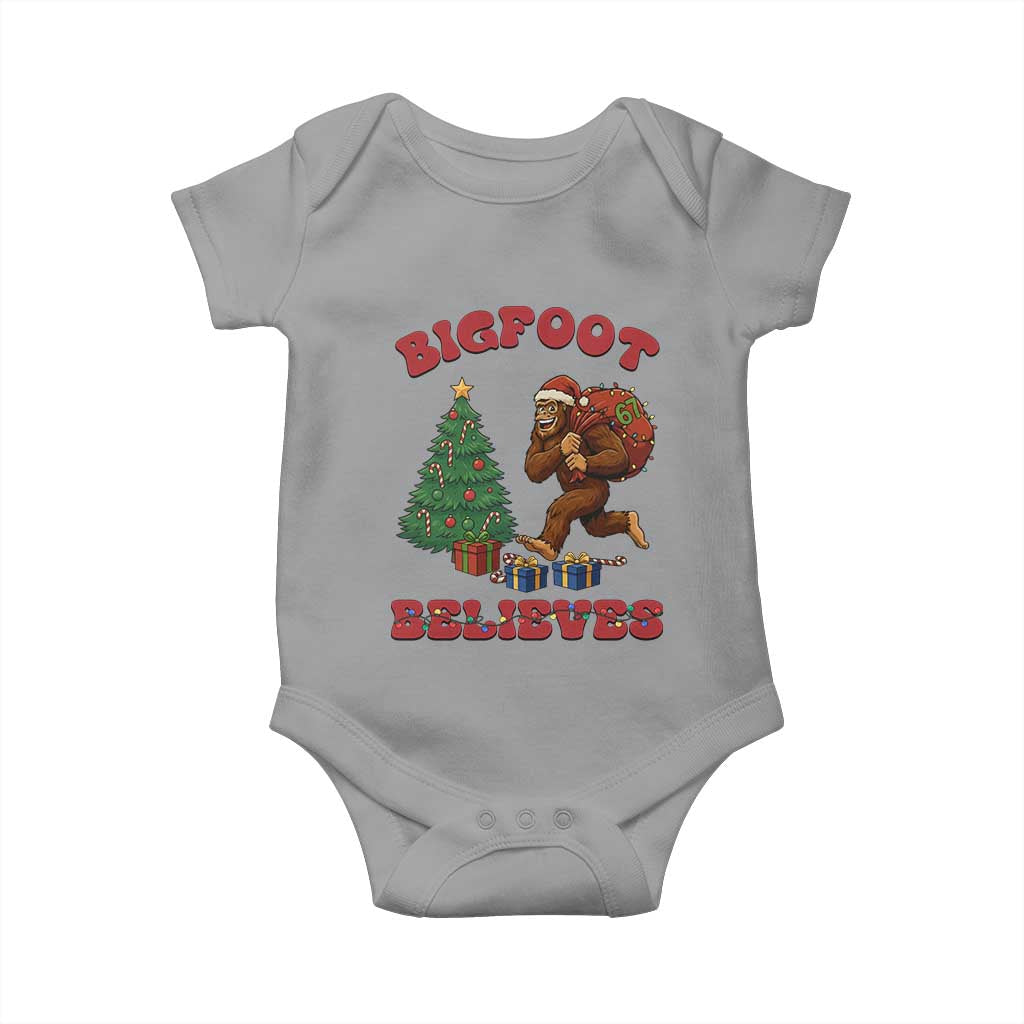 Funny Bigfoot Santa Believes Six Seven Meme Baby Onesie Trendy Gen Z Xmas Gift - Wonder Print Shop