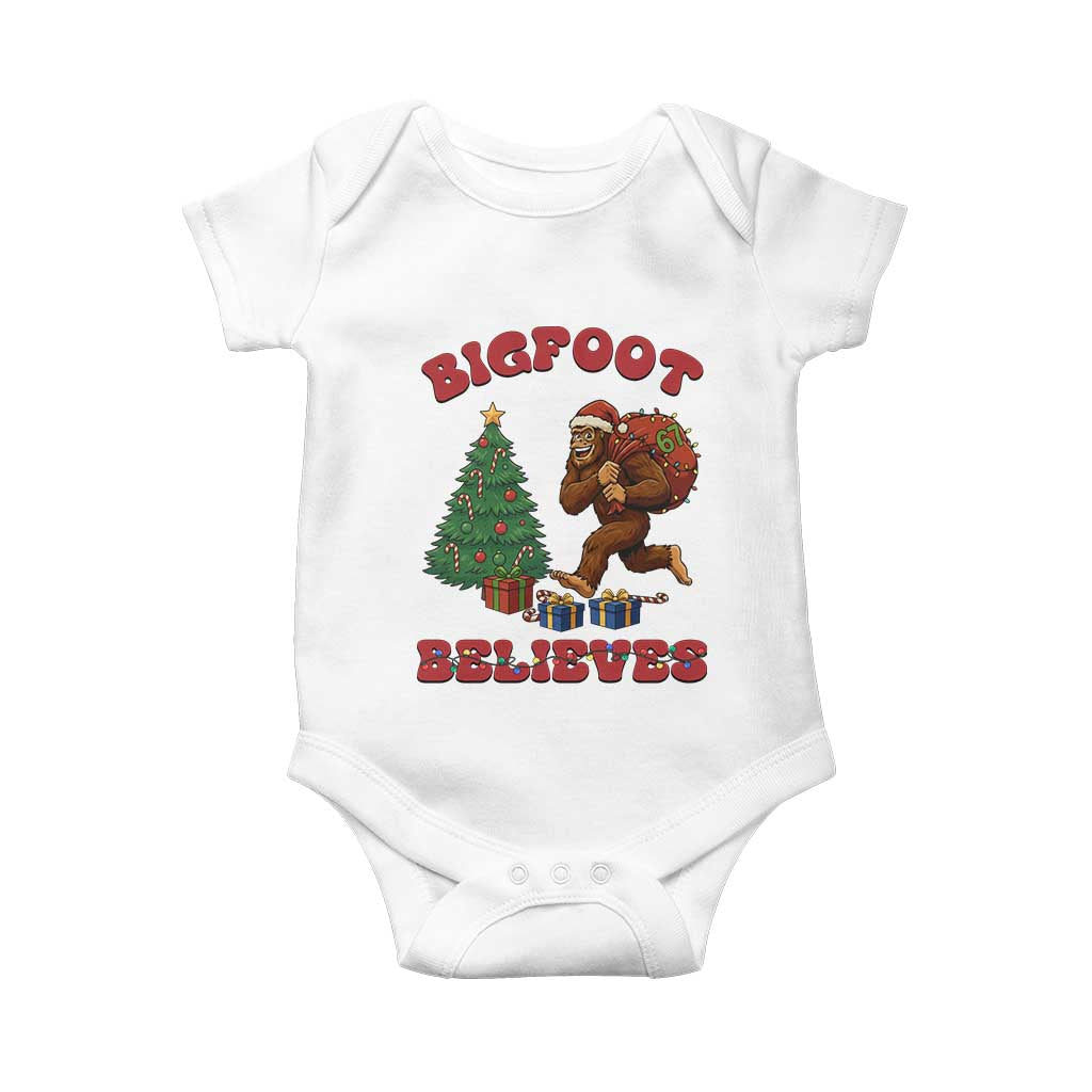 Funny Bigfoot Santa Believes Six Seven Meme Baby Onesie Trendy Gen Z Xmas Gift - Wonder Print Shop