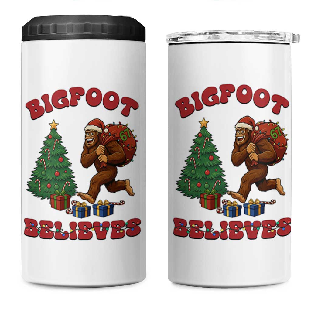 Funny Bigfoot Santa Believes Six Seven Meme 4 in 1 Can Cooler Tumbler Trendy Gen Z Xmas Gift - Wonder Print Shop