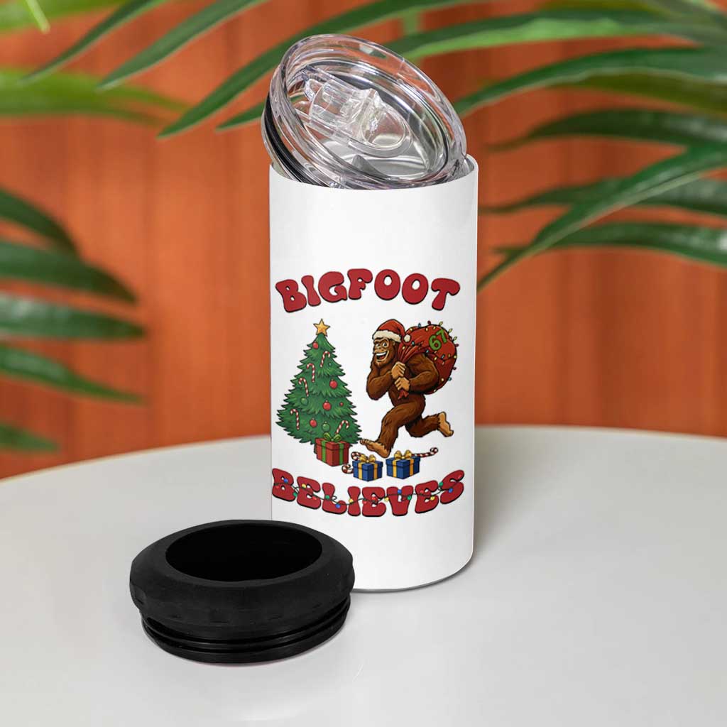 Funny Bigfoot Santa Believes Six Seven Meme 4 in 1 Can Cooler Tumbler Trendy Gen Z Xmas Gift - Wonder Print Shop