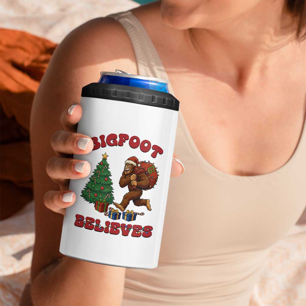 Funny Bigfoot Santa Believes Six Seven Meme 4 in 1 Can Cooler Tumbler Trendy Gen Z Xmas Gift - Wonder Print Shop