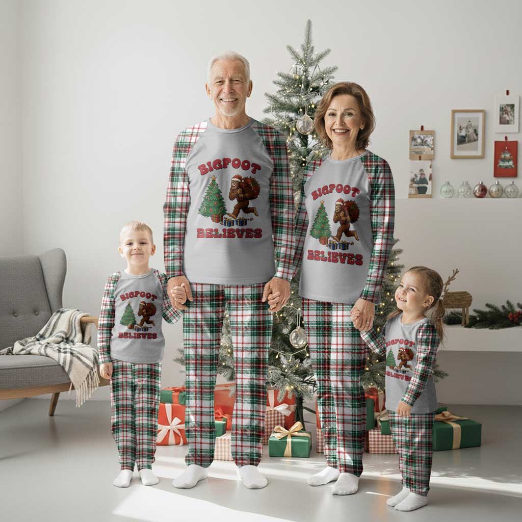 Funny Bigfoot Santa Believes Six Seven Meme Plaid Pajama Set Trendy Gen Z Xmas Gift - Wonder Print Shop