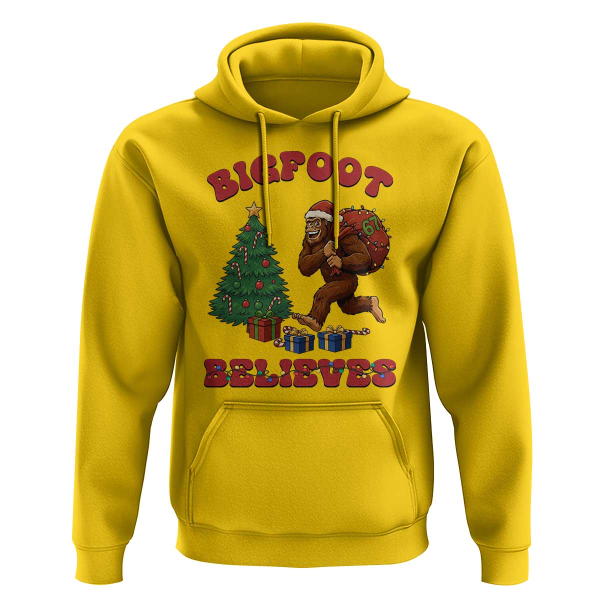 Funny Bigfoot Santa Believes Six Seven Meme Hoodie Trendy Gen Z Xmas Gift - Wonder Print Shop