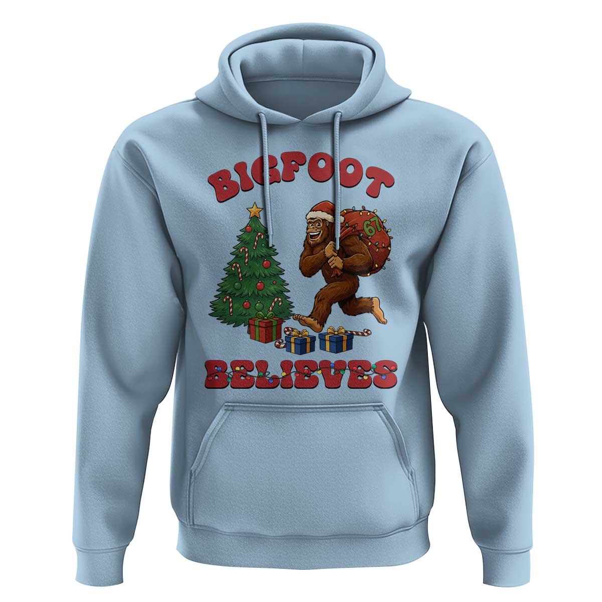 Funny Bigfoot Santa Believes Six Seven Meme Hoodie Trendy Gen Z Xmas Gift - Wonder Print Shop