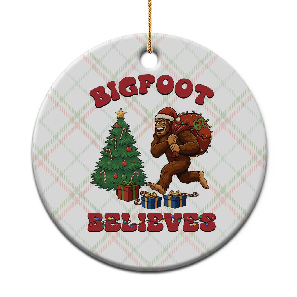 Funny Bigfoot Santa Believes Six Seven Meme Ceramic Ornament Trendy Gen Z Xmas Gift - Wonder Print Shop