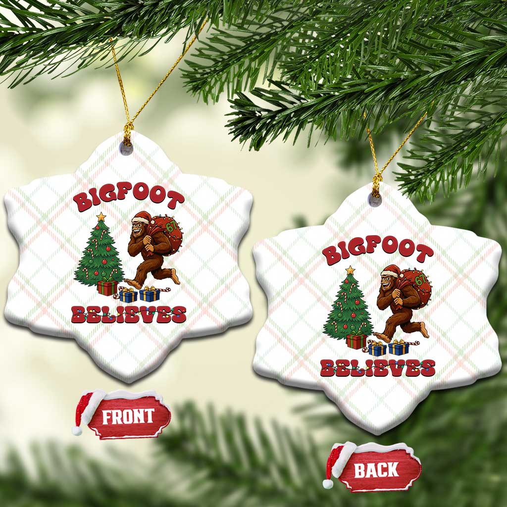 Funny Bigfoot Santa Believes Six Seven Meme Ceramic Ornament Trendy Gen Z Xmas Gift - Wonder Print Shop