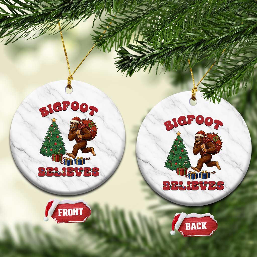 Funny Bigfoot Santa Believes Six Seven Meme Ceramic Ornament Trendy Gen Z Xmas Gift - Wonder Print Shop