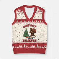 Funny Bigfoot Santa Believes Six Seven Meme V-Neck Knit Sweater Vest Trendy Gen Z Xmas Gift - Wonder Print Shop