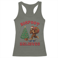 Funny Bigfoot Santa Believes Six Seven Meme Racerback Tank Top Trendy Gen Z Xmas Gift - Wonder Print Shop