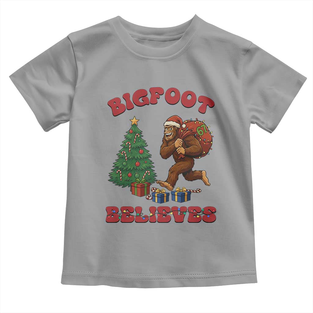 Funny Bigfoot Santa Believes Six Seven Meme Toddler T Shirt Trendy Gen Z Xmas Gift - Wonder Print Shop