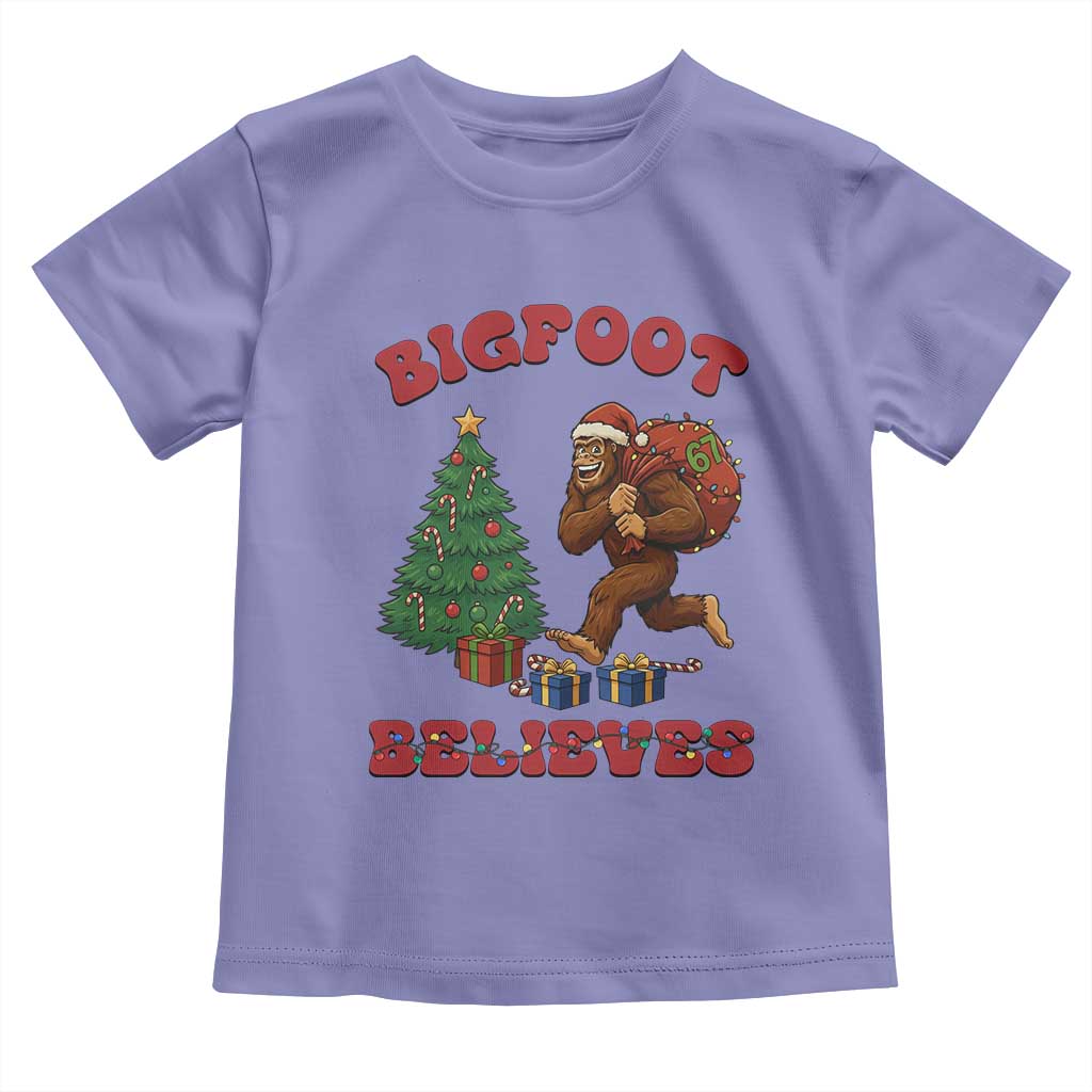 Funny Bigfoot Santa Believes Six Seven Meme Toddler T Shirt Trendy Gen Z Xmas Gift - Wonder Print Shop