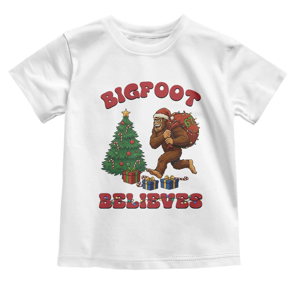 Funny Bigfoot Santa Believes Six Seven Meme Toddler T Shirt Trendy Gen Z Xmas Gift - Wonder Print Shop