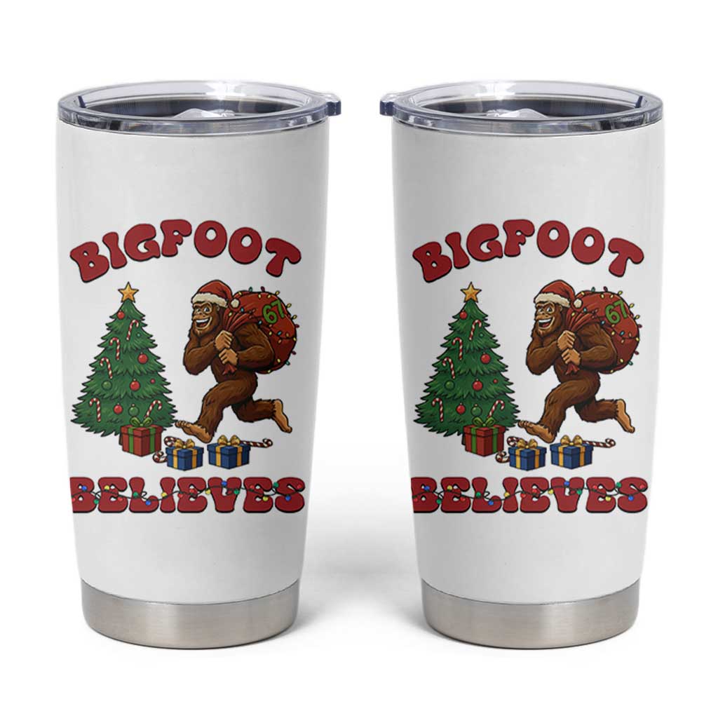 Funny Bigfoot Santa Believes Six Seven Meme Tumbler Cup Trendy Gen Z Xmas Gift - Wonder Print Shop