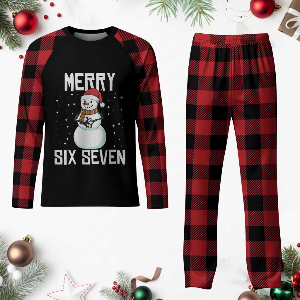 Funny Snowman Merry Six Seven Meme Plaid Pajama Set Christmas Trending 67 Gift - Wonder Print Shop