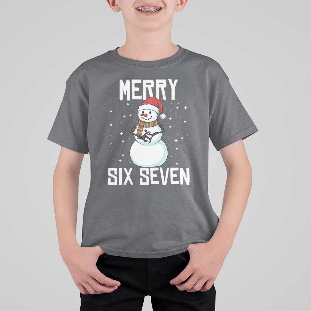 Funny Snowman Merry Six Seven Meme T Shirt For Kid Christmas Trending 67 Gift - Wonder Print Shop