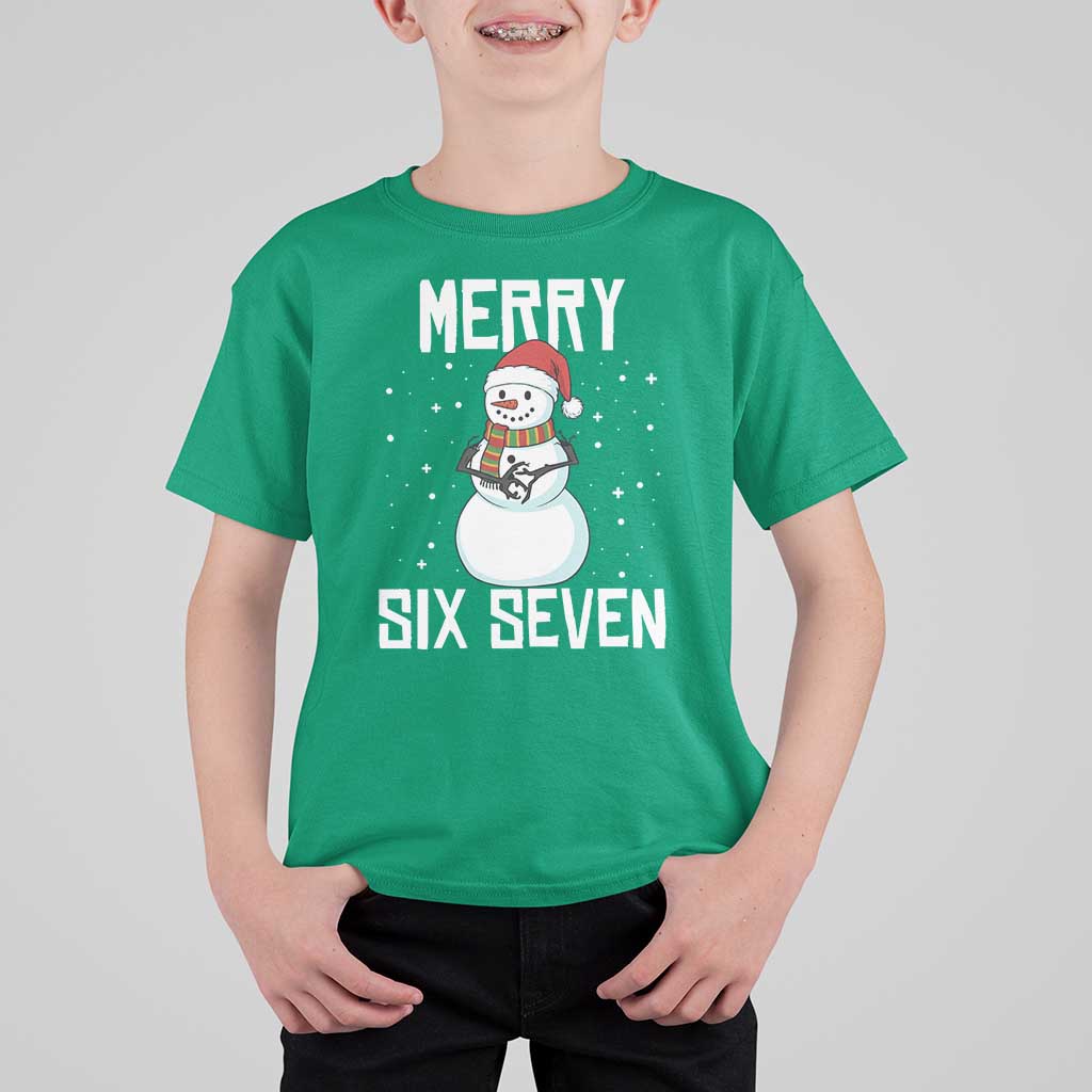 Funny Snowman Merry Six Seven Meme T Shirt For Kid Christmas Trending 67 Gift - Wonder Print Shop