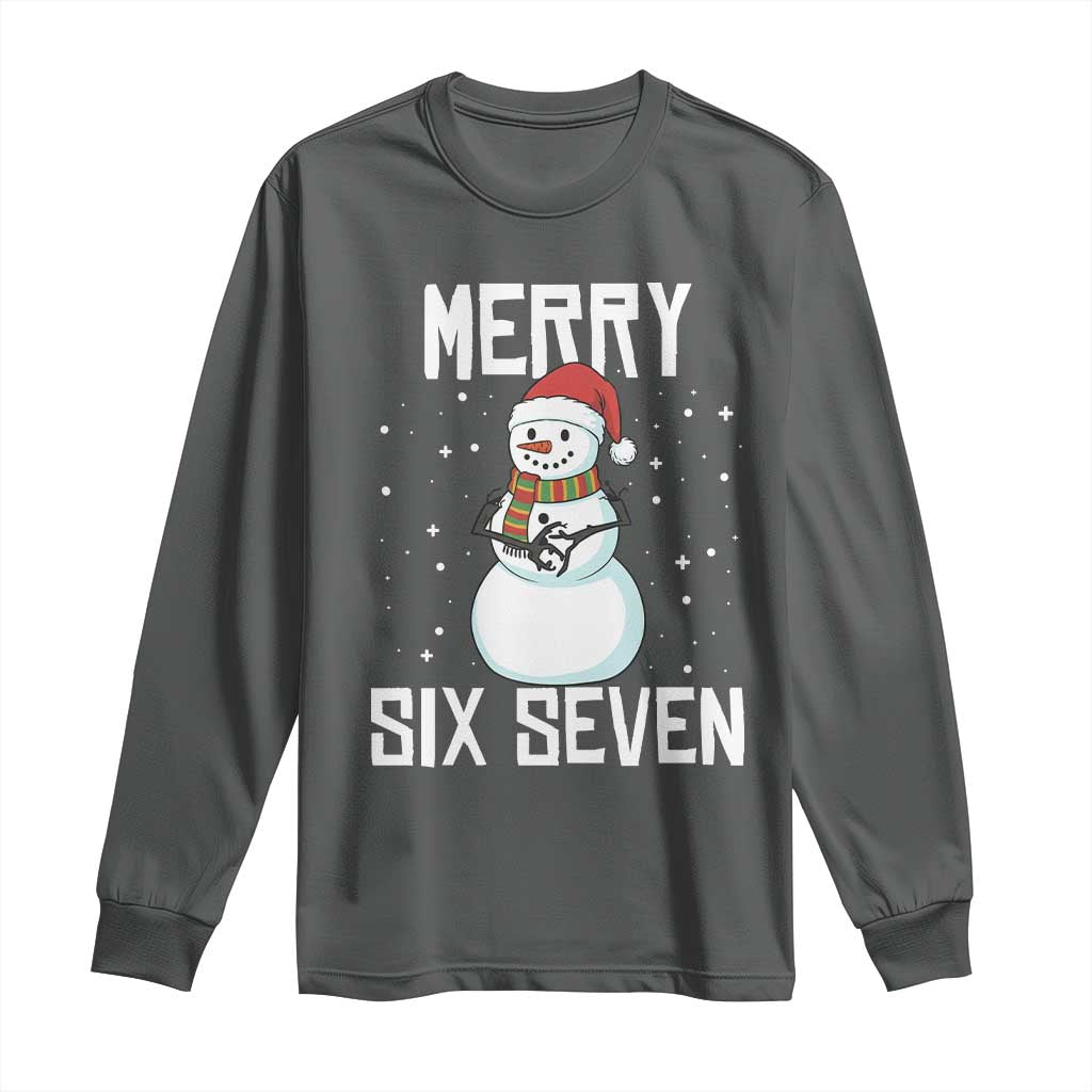 Funny Snowman Merry Six Seven Meme Long Sleeve Shirt Christmas Trending 67 Gift - Wonder Print Shop