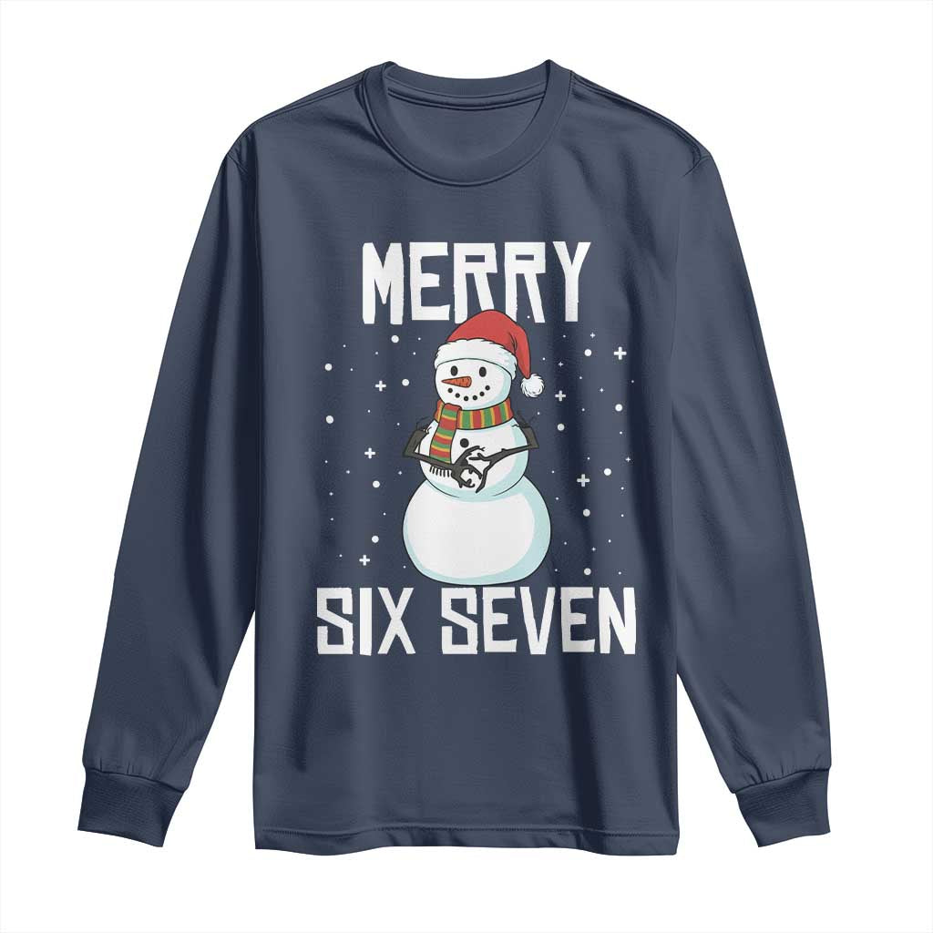 Funny Snowman Merry Six Seven Meme Long Sleeve Shirt Christmas Trending 67 Gift - Wonder Print Shop