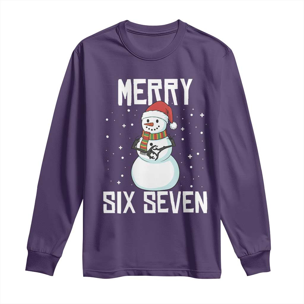 Funny Snowman Merry Six Seven Meme Long Sleeve Shirt Christmas Trending 67 Gift - Wonder Print Shop