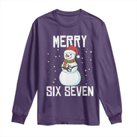 Funny Snowman Merry Six Seven Meme Long Sleeve Shirt Christmas Trending 67 Gift - Wonder Print Shop