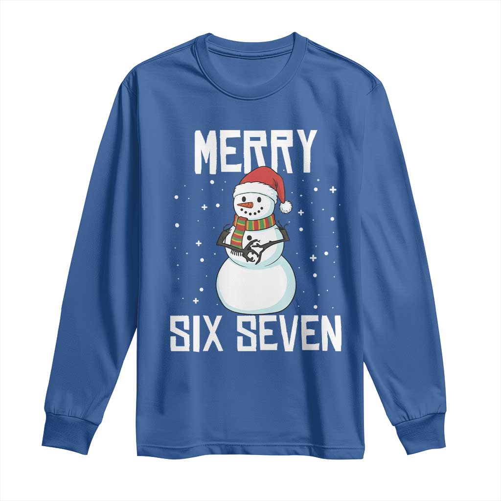 Funny Snowman Merry Six Seven Meme Long Sleeve Shirt Christmas Trending 67 Gift - Wonder Print Shop
