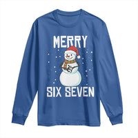 Funny Snowman Merry Six Seven Meme Long Sleeve Shirt Christmas Trending 67 Gift - Wonder Print Shop