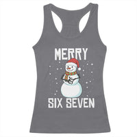Funny Snowman Merry Six Seven Meme Racerback Tank Top Christmas Trending 67 Gift - Wonder Print Shop