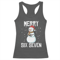 Funny Snowman Merry Six Seven Meme Racerback Tank Top Christmas Trending 67 Gift - Wonder Print Shop