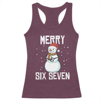 Funny Snowman Merry Six Seven Meme Racerback Tank Top Christmas Trending 67 Gift - Wonder Print Shop