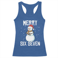 Funny Snowman Merry Six Seven Meme Racerback Tank Top Christmas Trending 67 Gift - Wonder Print Shop
