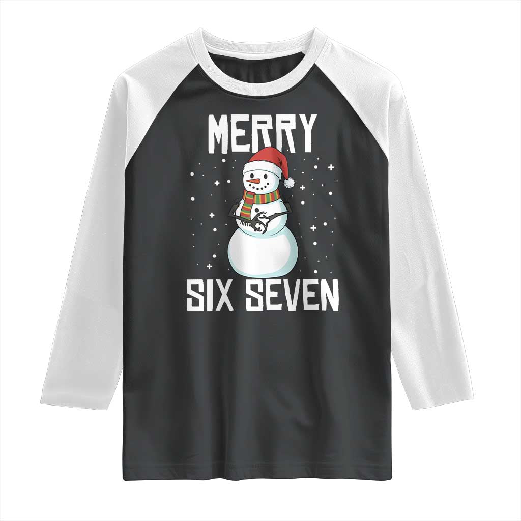 Funny Snowman Merry Six Seven Meme Raglan Shirt Christmas Trending 67 Gift - Wonder Print Shop