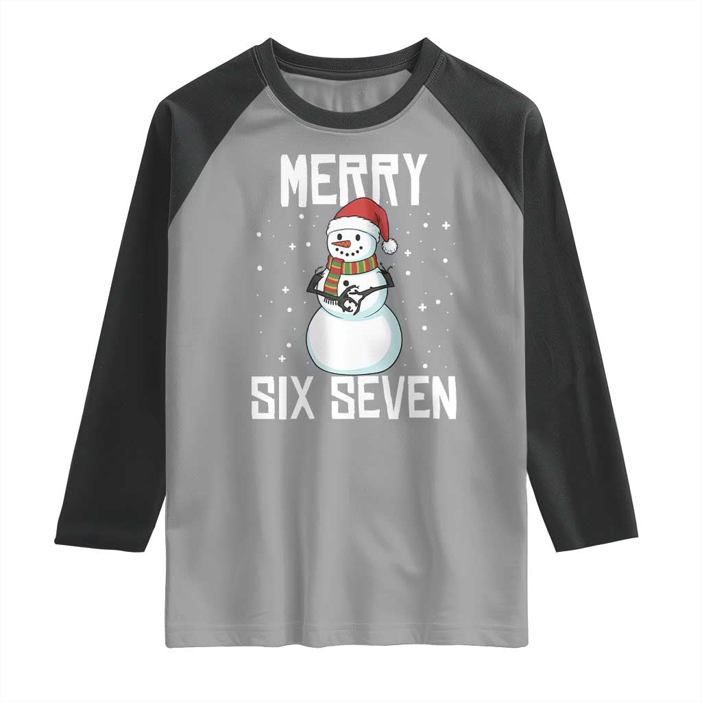 Funny Snowman Merry Six Seven Meme Raglan Shirt Christmas Trending 67 Gift - Wonder Print Shop