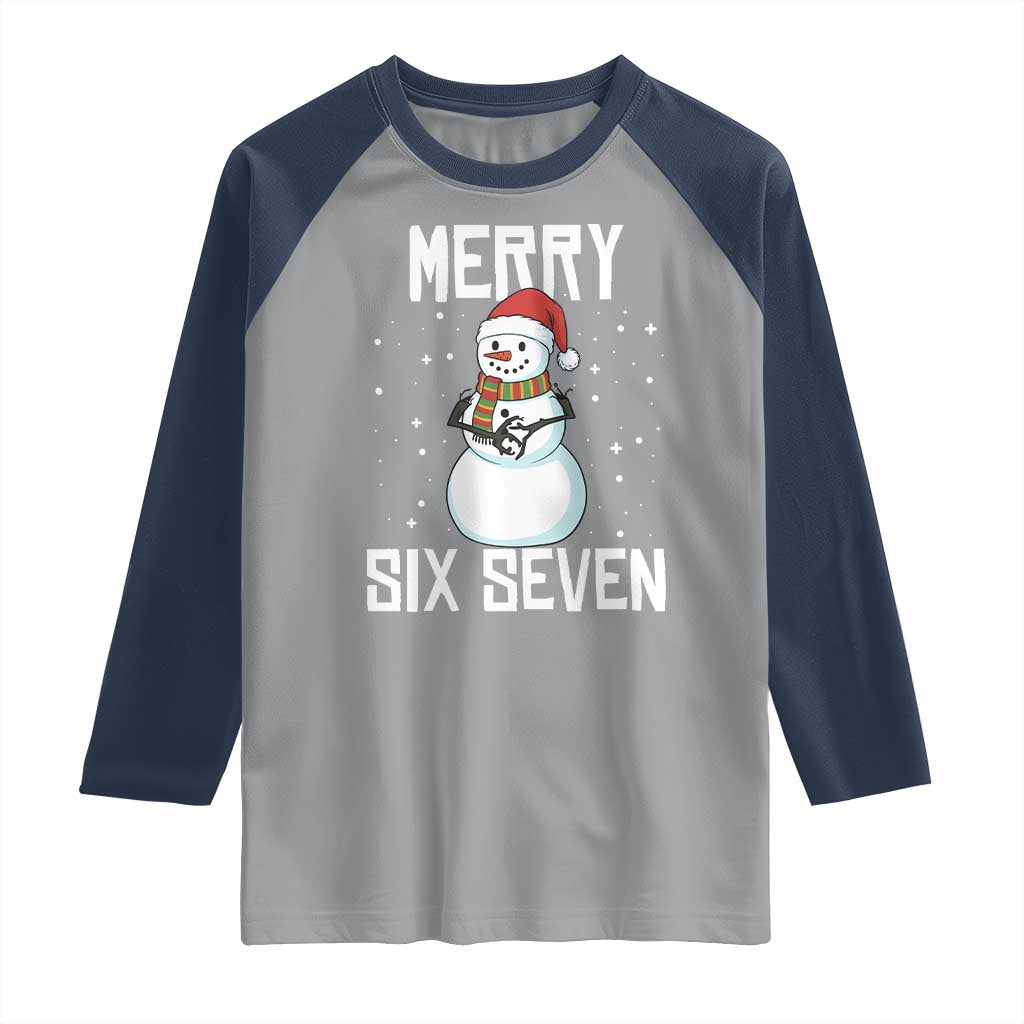 Funny Snowman Merry Six Seven Meme Raglan Shirt Christmas Trending 67 Gift - Wonder Print Shop