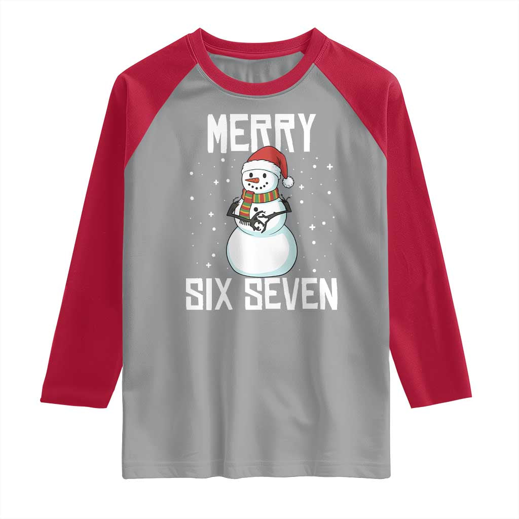 Funny Snowman Merry Six Seven Meme Raglan Shirt Christmas Trending 67 Gift - Wonder Print Shop