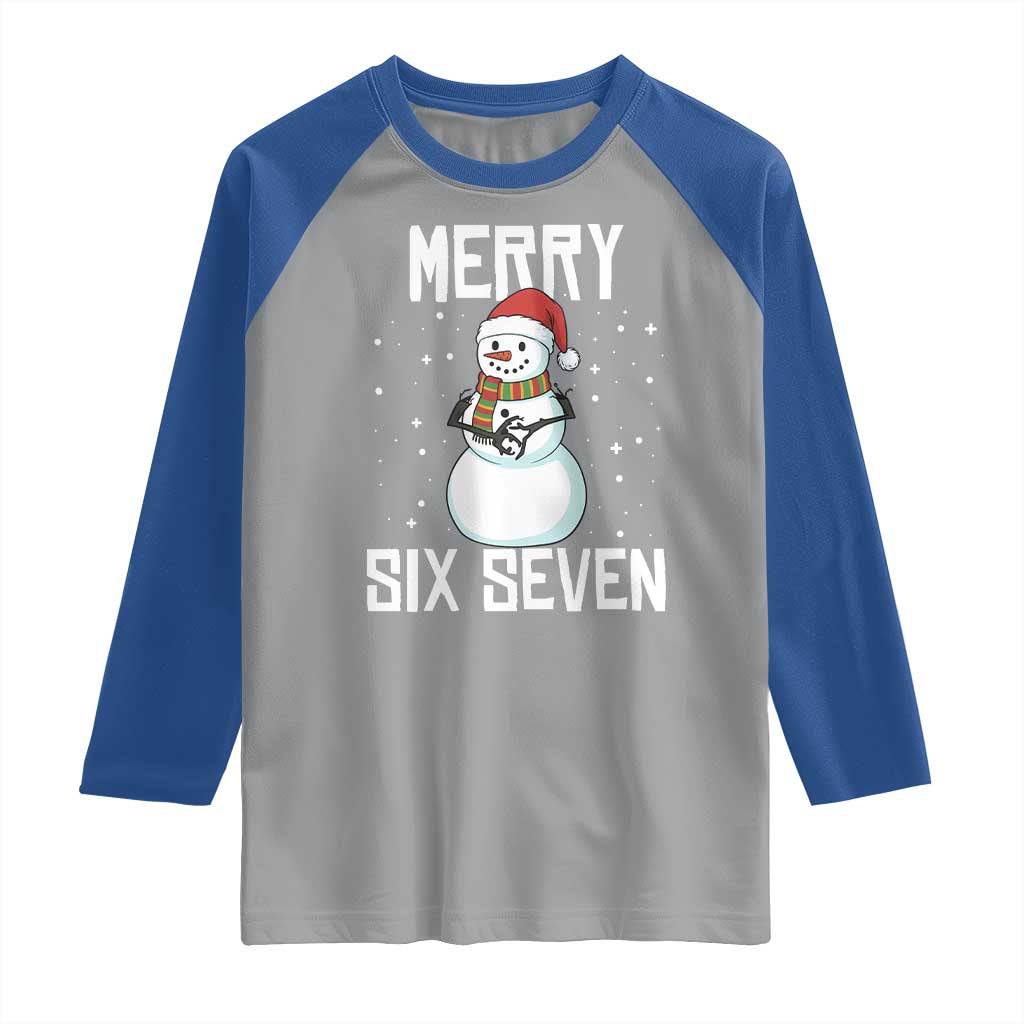 Funny Snowman Merry Six Seven Meme Raglan Shirt Christmas Trending 67 Gift - Wonder Print Shop