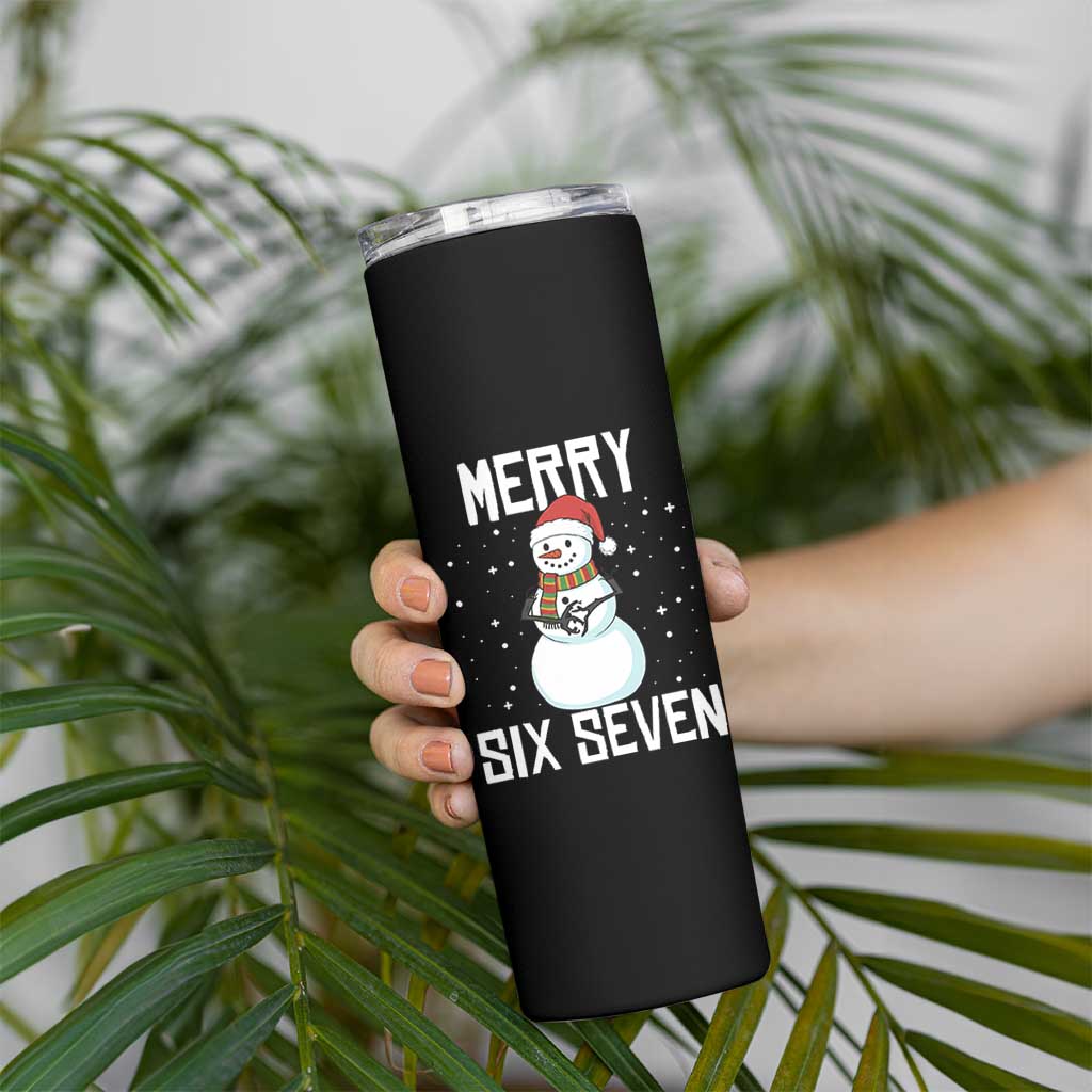 Funny Snowman Merry Six Seven Meme Skinny Tumbler Christmas Trending 67 Gift - Wonder Print Shop