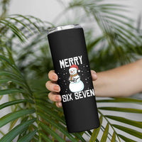 Funny Snowman Merry Six Seven Meme Skinny Tumbler Christmas Trending 67 Gift - Wonder Print Shop