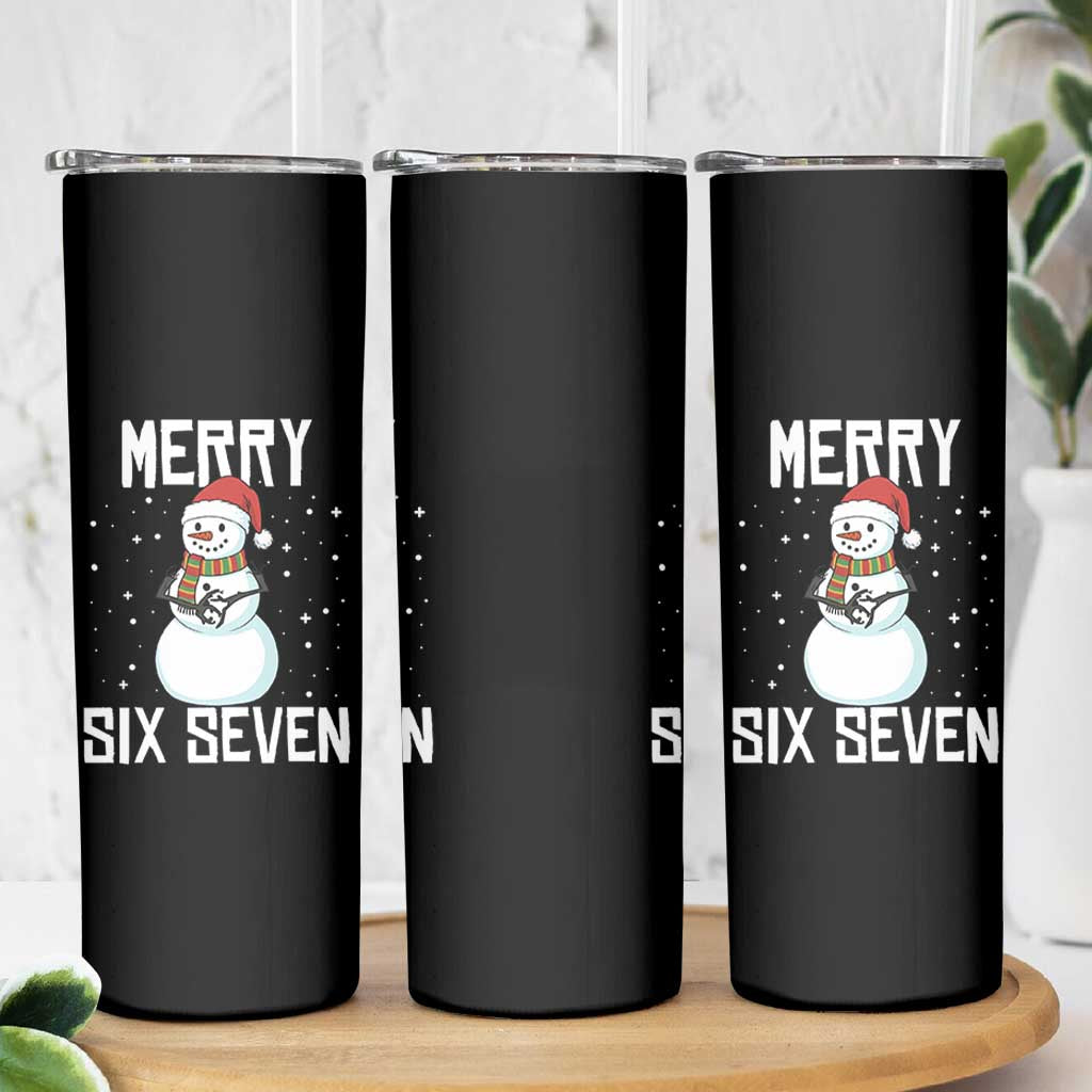 Funny Snowman Merry Six Seven Meme Skinny Tumbler Christmas Trending 67 Gift - Wonder Print Shop